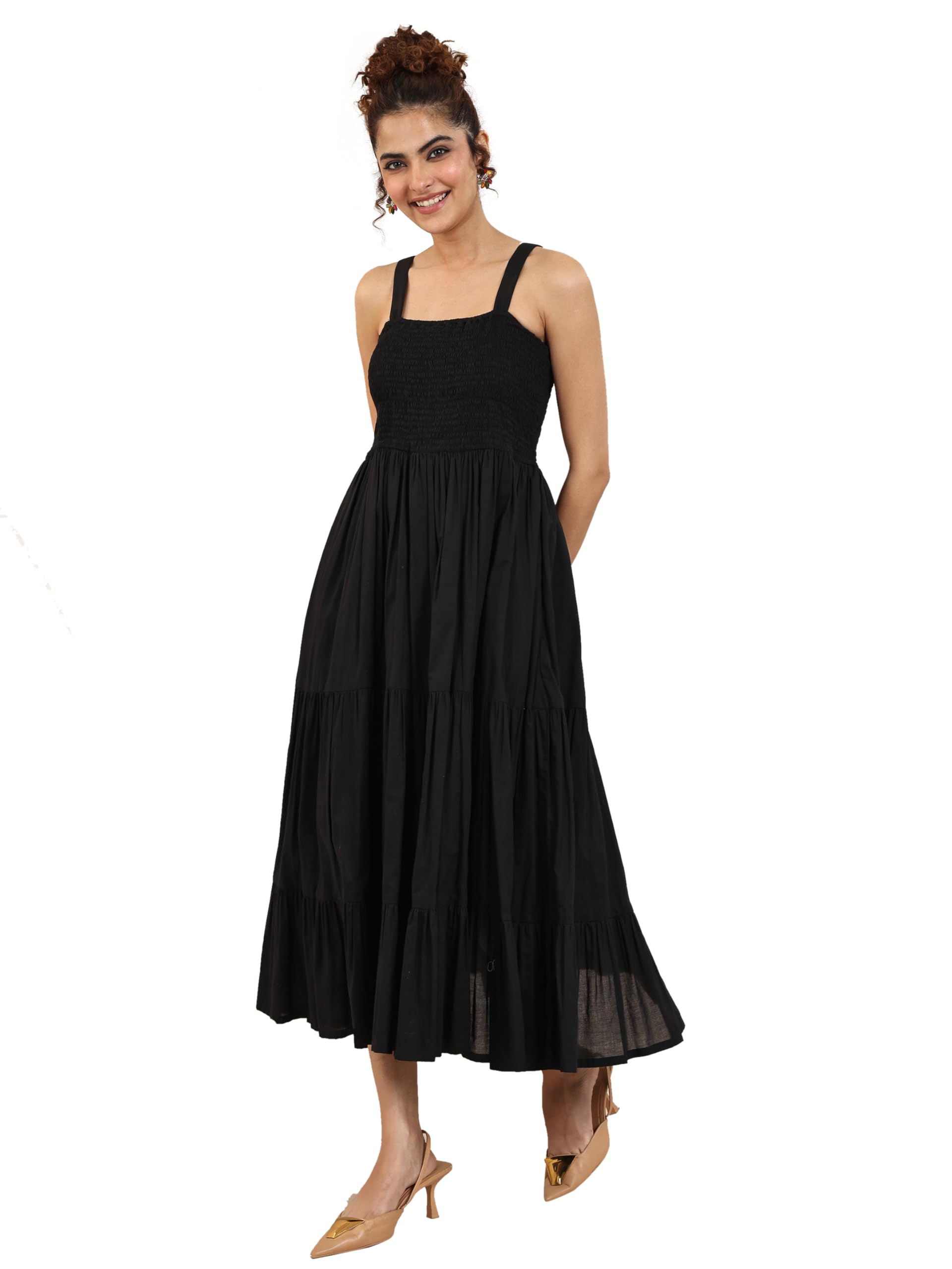 Libas WomenS Cotton Midi Dress (29575 Black
