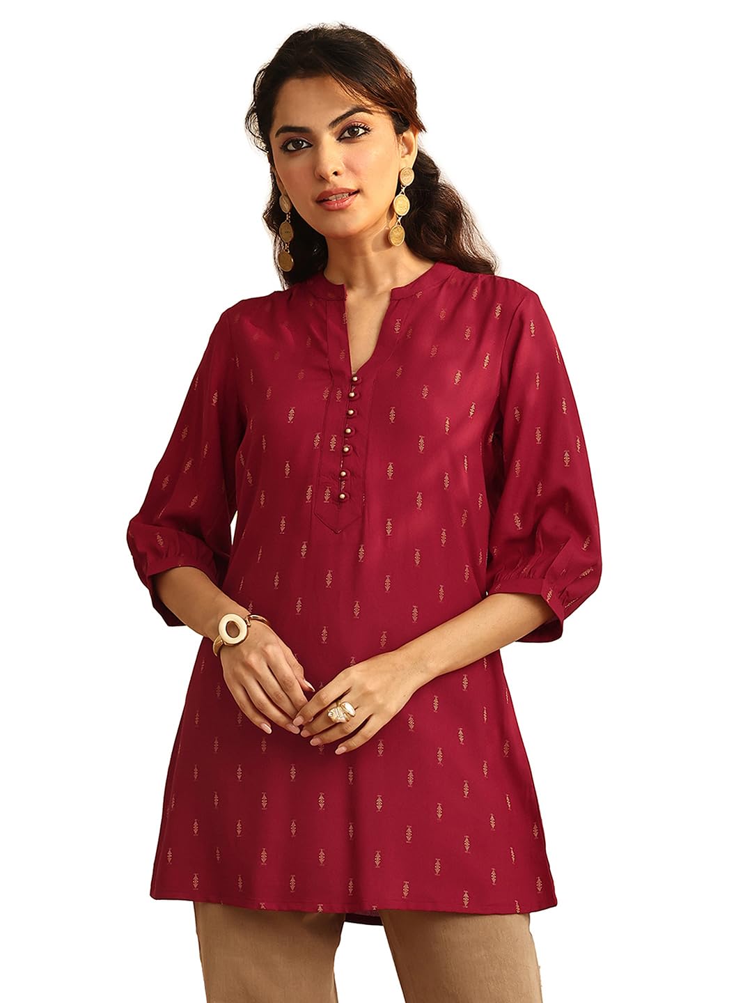 Libas Woven Design Viscose Rayon Straight Kurti for Women (29959S)
