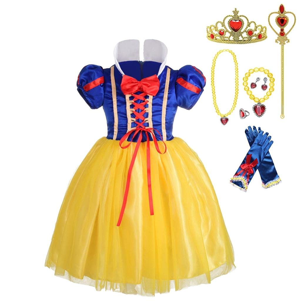 Dressy Daisy Toddler Little girls Princess costume with Accessories Fancy Dresses Up Halloween Party With Red Ribbon Size 4T