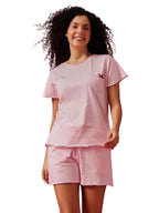Clovia WomenS Cotton Mid Thigh Length Casual Regular Pajama Set (Ls0017P22M_Pink_M)
