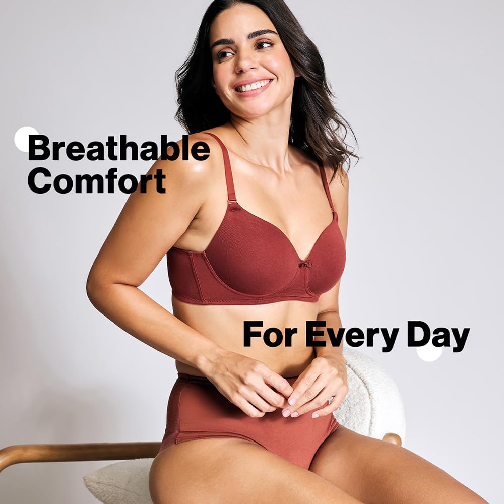 Nykd (Nyb198 Cotton Lightly Padded & Non Wired T-Shirt Bra For Women | Medium Coverage Bra With Soft Detachable Straps | Ideal F
