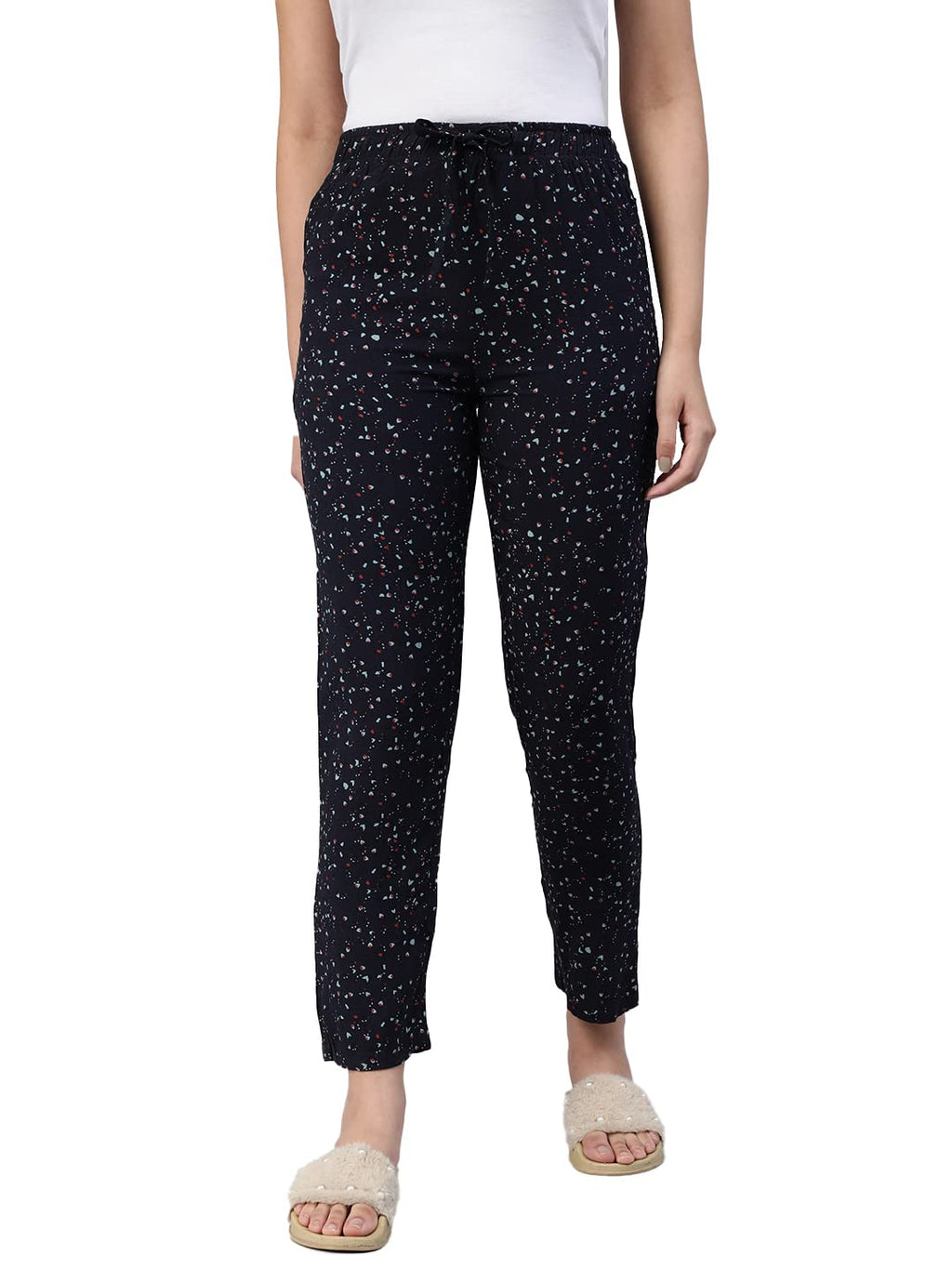 Lyra WomnS Printed Rayon Pyjama With Zipper Pocket