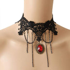 iWenSheng Halloween Costumes Jewelry for Women - Steampunk Black Lace Choker Necklace Gothic Jewelry Accessories, Vampire Choker