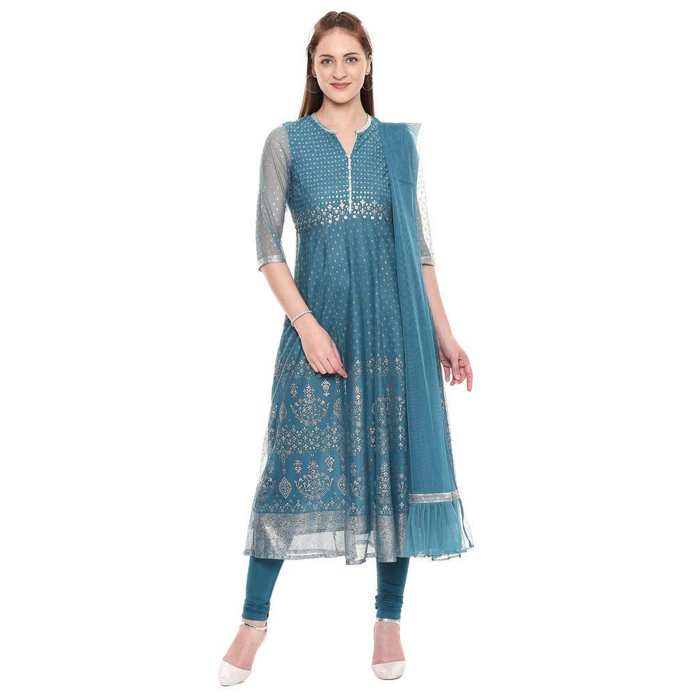 Aurelia WomenS Anarkali Salwar Suit Set (19Aud10191-501116_T-Blue_Xx-Large)