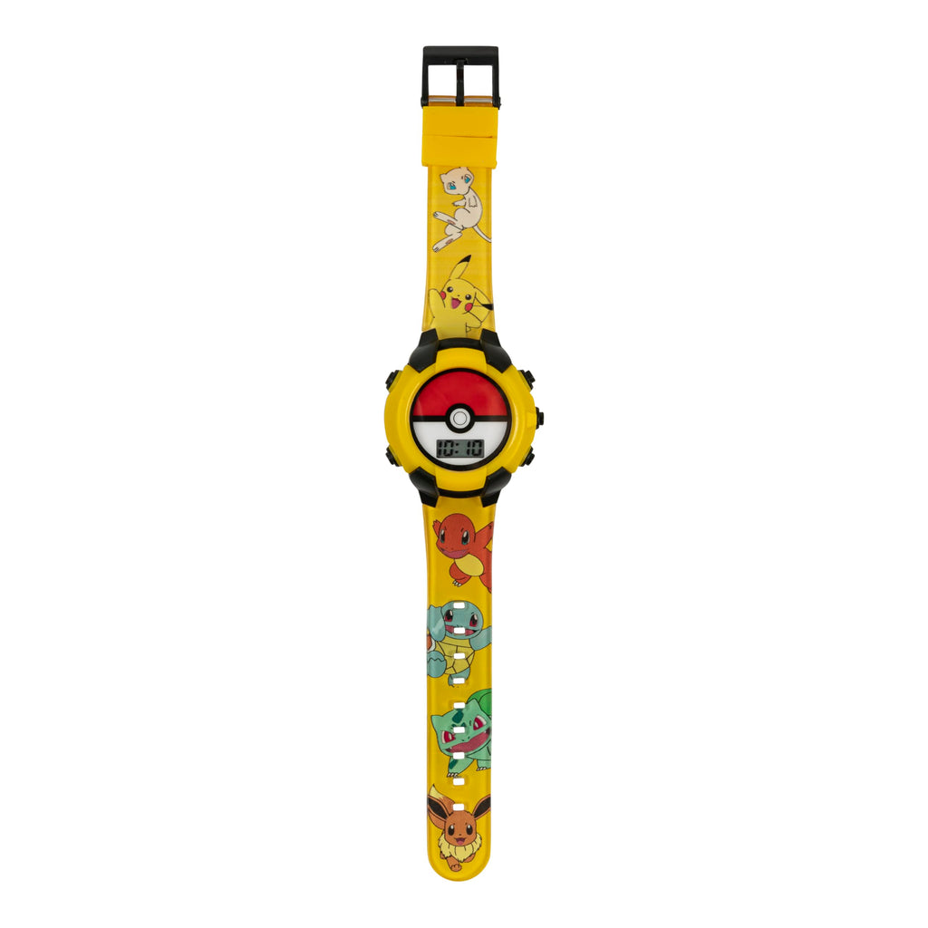 Accutime Kids Pokemon Pokeball Digital LCD Quartz Wrist Watch with Yellow Bezel, Cool Inexpensive Gift & Party Favor for Boys, G