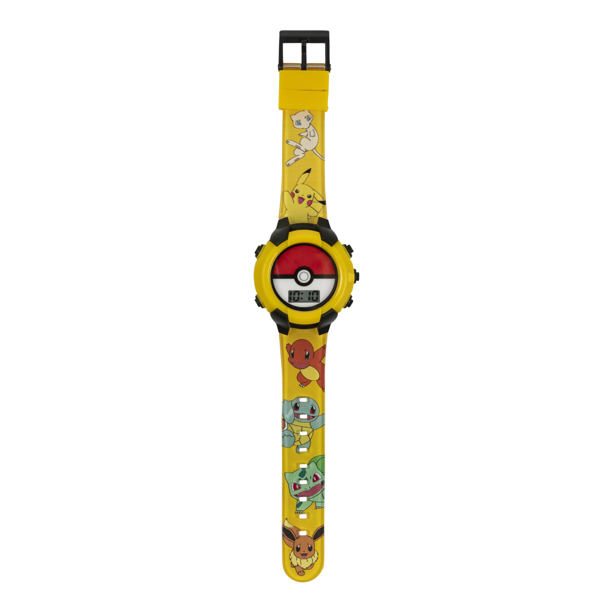 Accutime Kids Pokemon Pokeball Digital LCD Quartz Wrist Watch with Yellow Bezel, Cool Inexpensive Gift & Party Favor for Boys, G