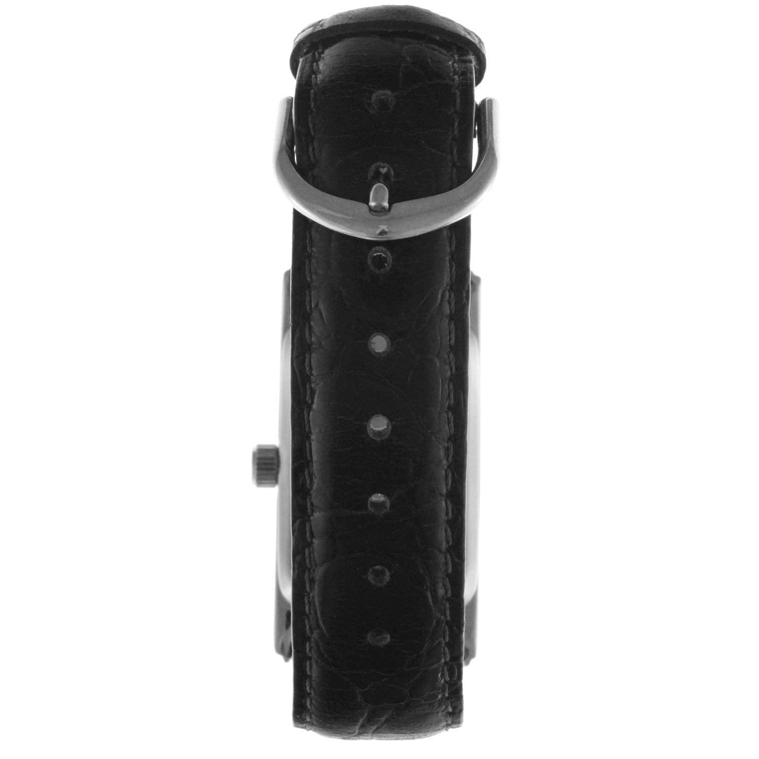 Peugeot Men's Classic Vintage Watch - Curved Stainless Steel Case with Genuine Leather Band