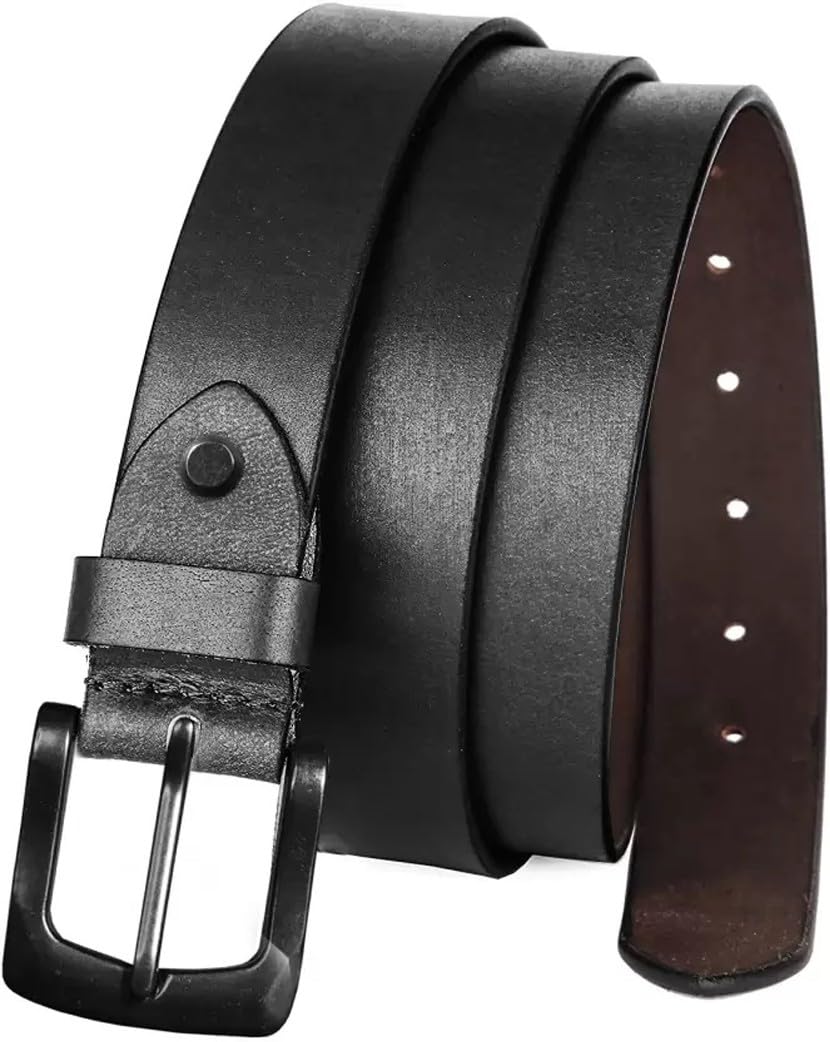 Men Black Genuine Leather Belt ()_107 32