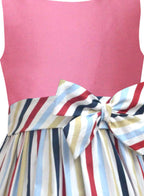 A.T.U.N. (ALL THINGS UBER NICE) Girls Cotton Blend Fit and Flare Knee-Length Casual Dress (GDRS DBW_Rouge-Multi_9-10 Years)