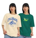 Juneberry Pack Of 2, 100% Pure Cotton, Round Neck, Oversized, Loose, Baggy Fit, Drop Shoulder, Graphic Printed, Half Sleeve T-Sh