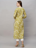 ANNI DESIGNER Womens Cotton Blend Chikankari EmbroideGreen Straight Kurta (Rutika-Mehandi_3XL_Green_XXX-Large)