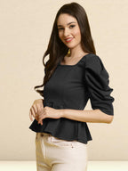 Tee Projekt Womens Casual Trendy Top with Stylish Short Puff Sleeves ll Soft & Stylish Womens Tee