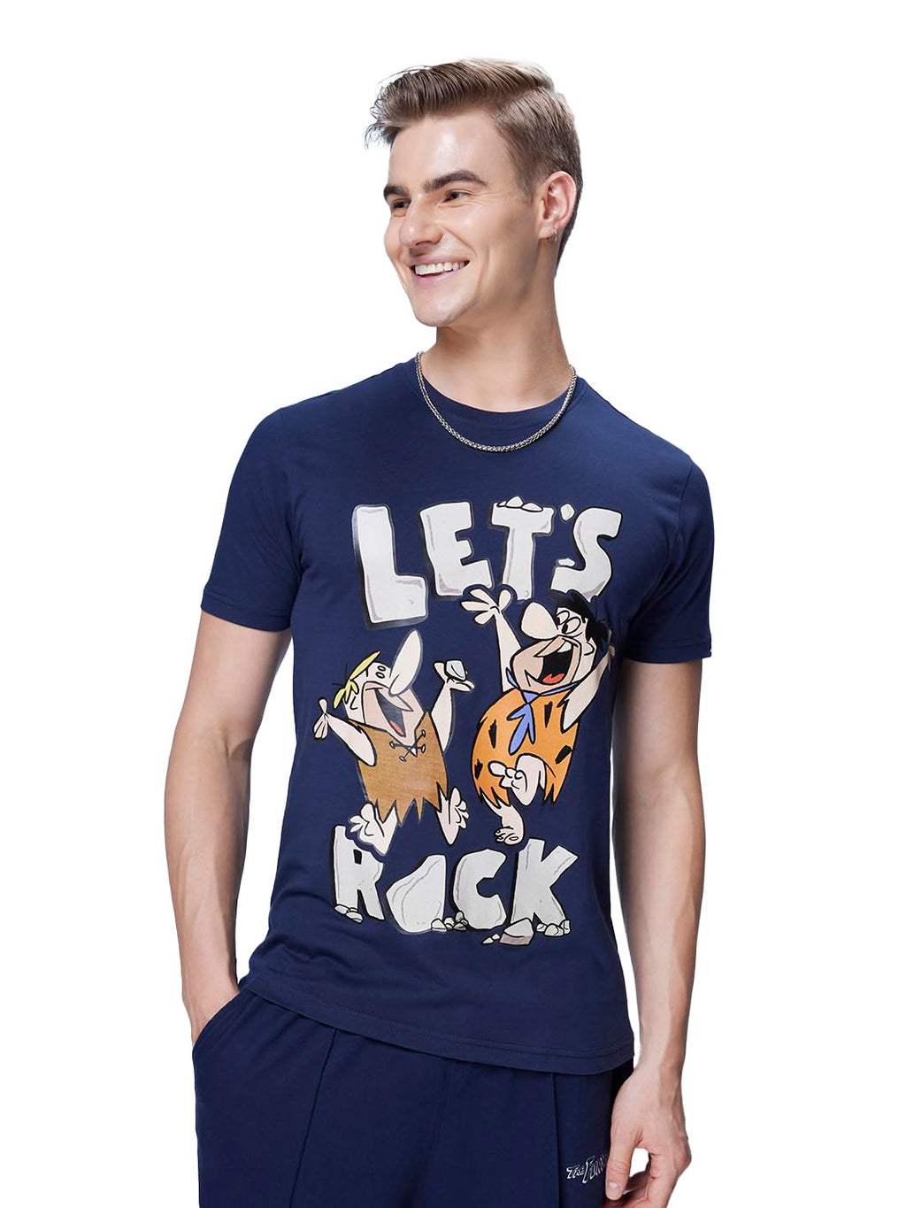 Bewakoof Mens Cotton Official Cartoon Network Merchandise Graphic Printed Regular Fit T-Shirt_608737_Blue_L