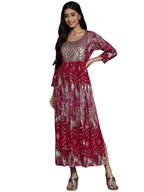 Libas WomenS Viscose Rayon Fit And Flare Maxi Casual Dress (23737O_Magenta