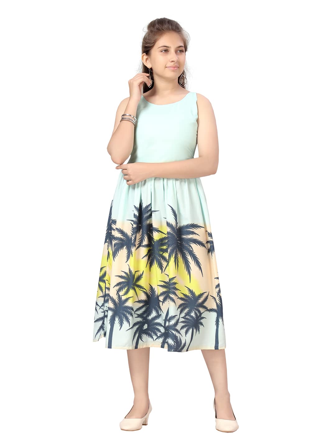 Aarika Girls Firozi Color Rayon Middi (Md-22513-C-Green-34)