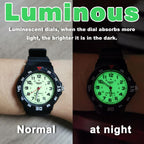 SOCICO Children Analog Watch Waterproof Time Teaching Boys Girls Watch Soft Band Learning Time Wrist Watch for Kids (Black - Flu