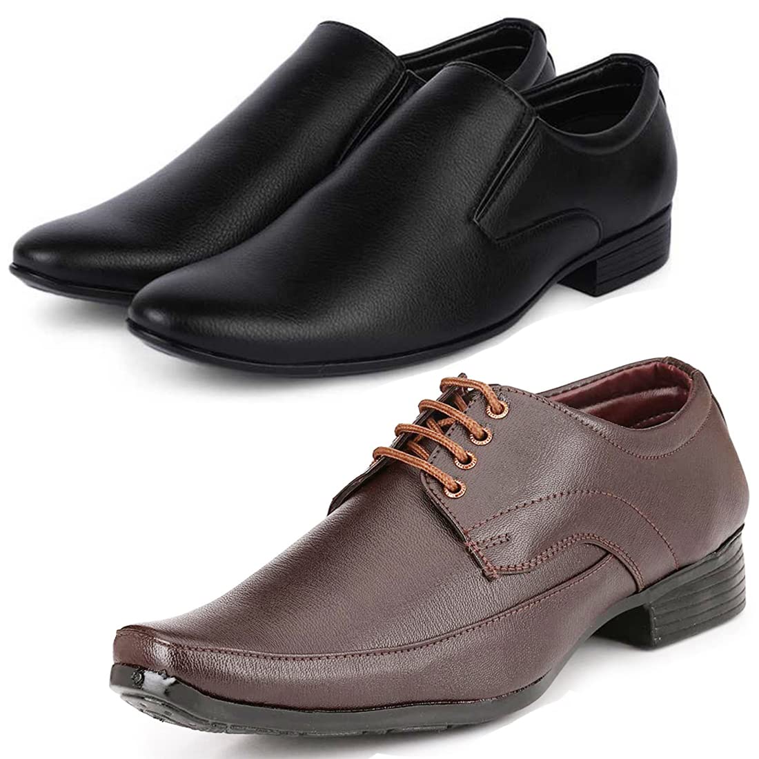 Stylish Trendy Formal Shoes/Party Shoes/ 2 Shoes Combo with Free Belt for Men and Boys (BAZAAR7983_VTR401Blk) Multicolor 8