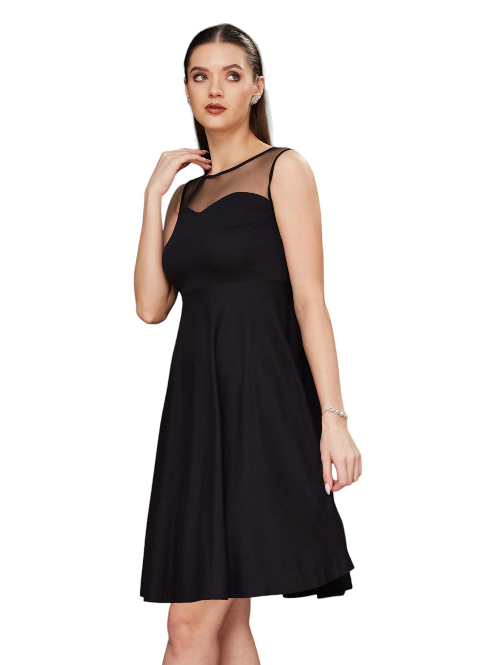 Miss Chase WomenS Super Soft Round Neck Sleeveless Short Skater Dress With A Back Cut Out Bow | 3 Colors(Mcaw14D02-67-62-06, Bl