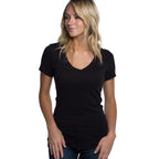 Bamboo V-Neck Tee - Black by Cariloha for Women - 1 Pc T-Shirt (2XL)