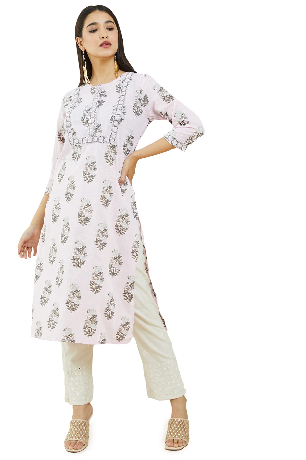 Soch Women Pink Cotton Printed Kurta