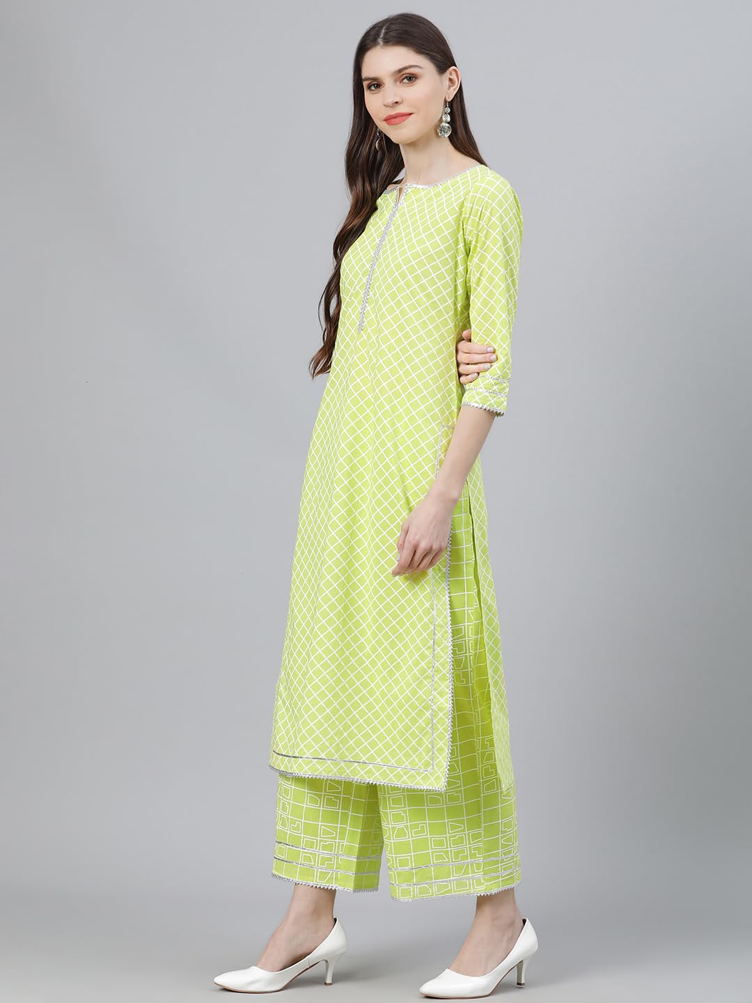 Libas Womens Cotton Kurta Sets (6915_Green