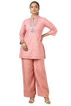 Soch Women Roman Silk Geometric Kurta Set with Mirror Work