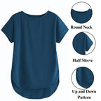 Fabricorn Womens Plain Round Neck Up Down Regular Fit Tshirt