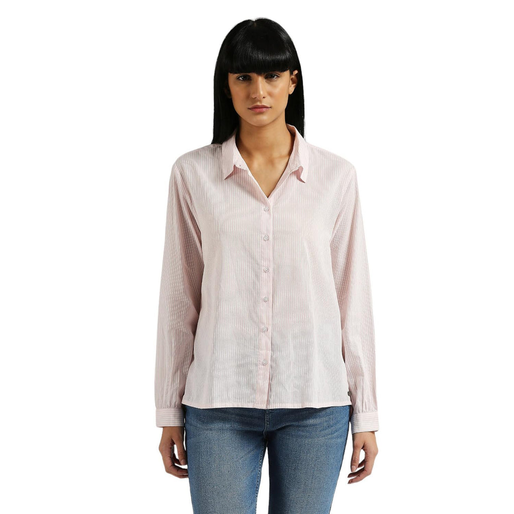 Maiden Striped Comfort Fit Shirt With Gathers On Back
