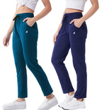 Modeve  Women Cotton Blend Pack of 2 Track Pant for Summer || Women Lower || Women Pyjama || Lounge Pants_Teal and Navy_Medium