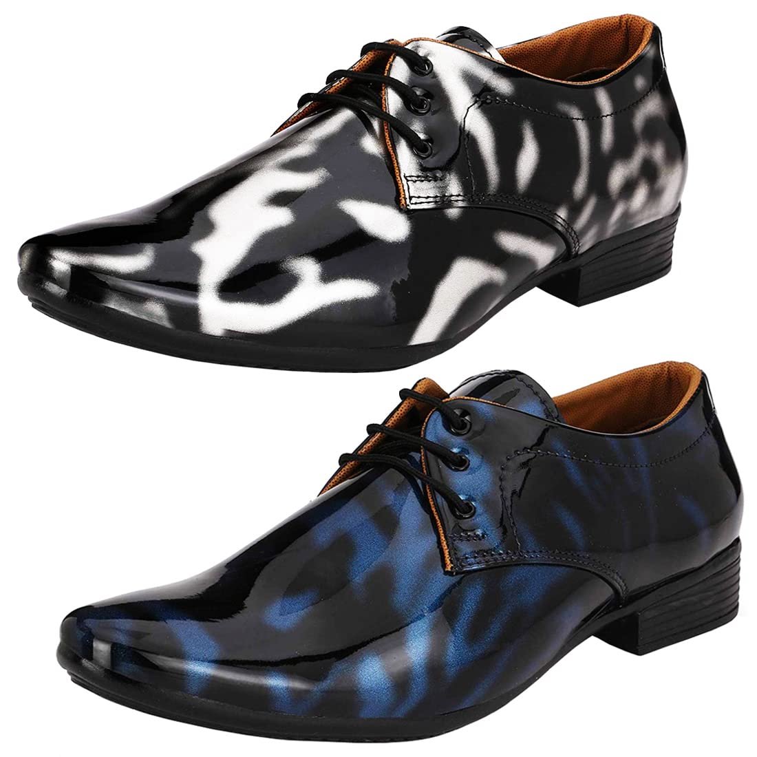 Fashionable Trendy Formal Shoes/Party Shoes/ 2 Shoes Combo with Free Belt for Men and Boys (BAZAAR7574_VTR01BlkBlu01BlkSlvr 9