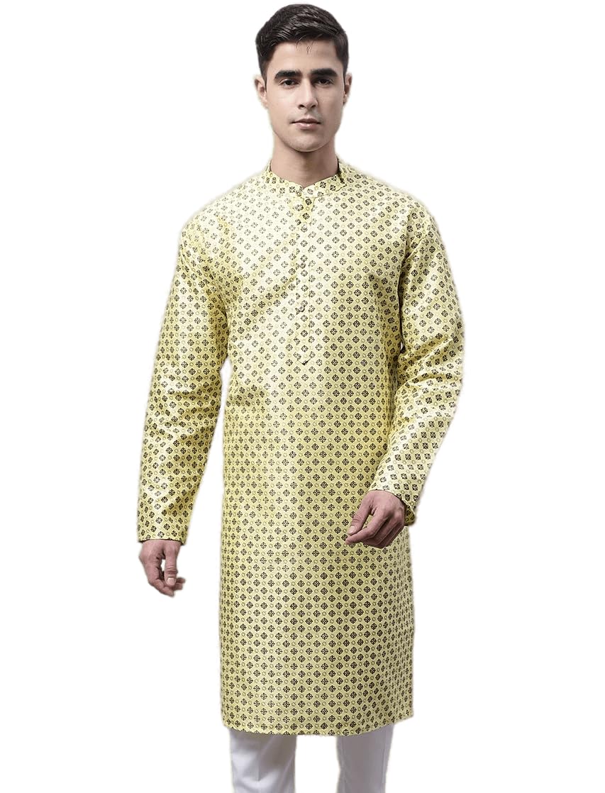 Jompers Mens Printed Silk Blend Kurta