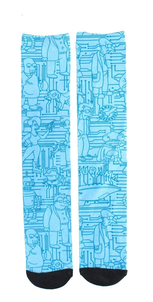 Futurama Planet Express Men's Crew Socks (Nerd Block Exclusive) Aqua, One Size