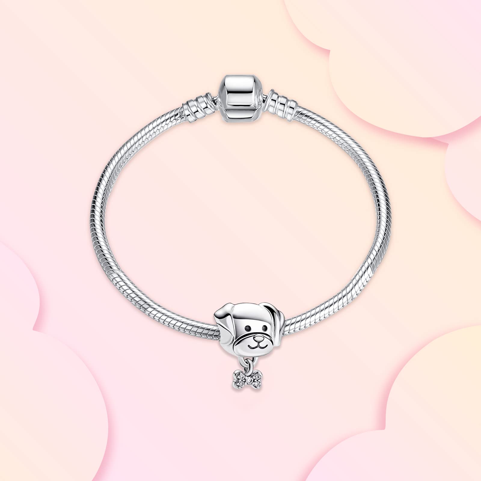 Annmors Animal Charms 925 Sterling Silver Love Pet Dog Charm with Cubic Zirconia for Dog Lovers fit Women Bracelet & Necklace,Ch