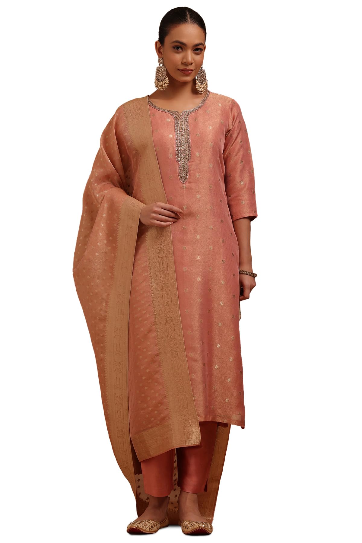 Soch Women with Zari Woven Suit Set with Cutdana