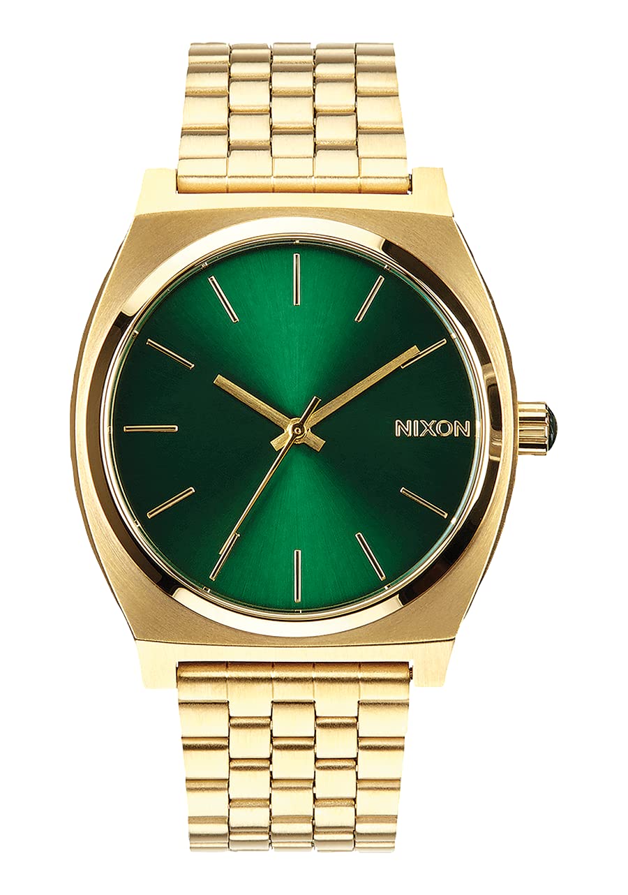 Nixon Time Teller A0451919-00. Gold and Green Womens Watch (37mm. Gold Metal Band/Green Sunray Watch Face)