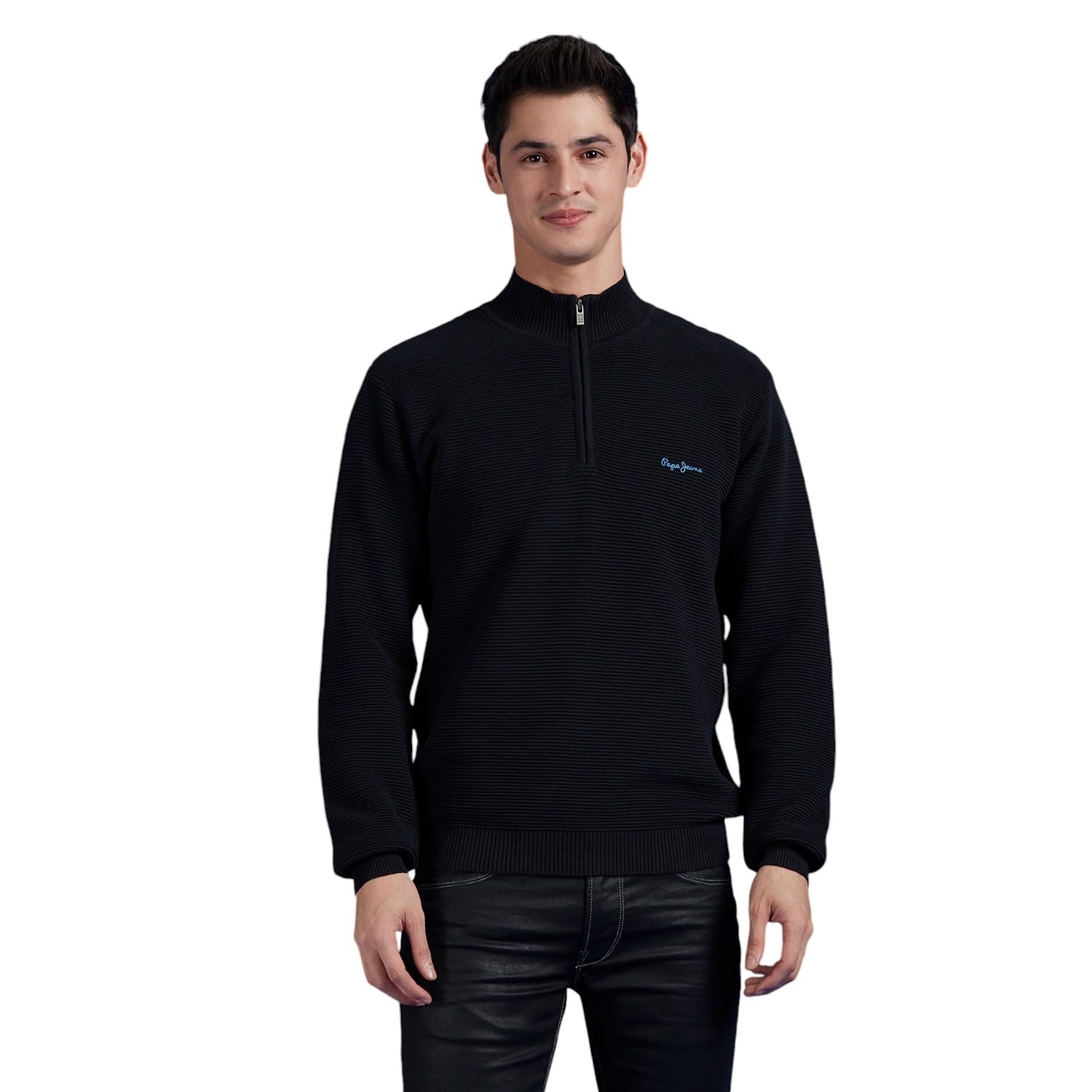 Black Full Sleeve Zipper Sweater