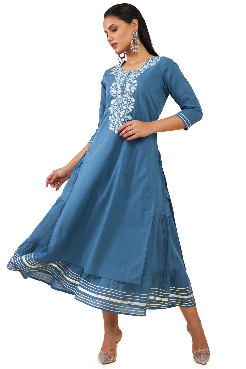 Soch Women Cotton Embroidered Dress Kurta