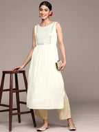 Ishin Women'S Viscose Rayon Embellished Black Mirror Work Anarkali Kurta