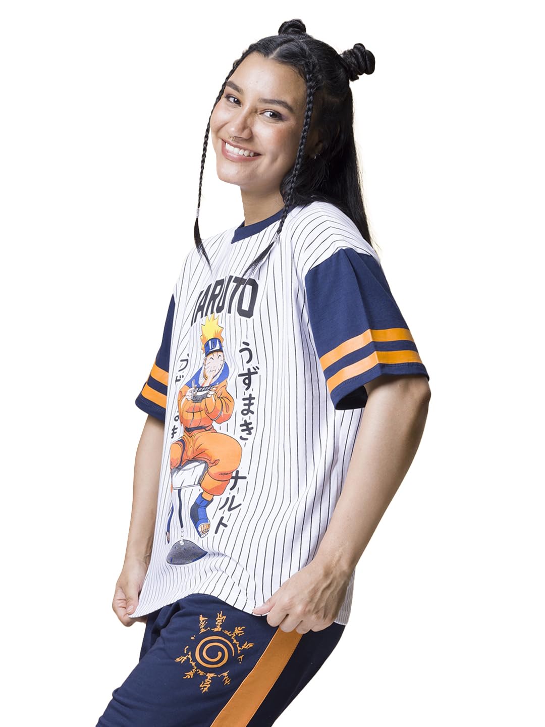 Bewakoof Women Cotton Official Naruto Merchandise Graphic Printed Oversized T-Shirt_603172_Blue_M