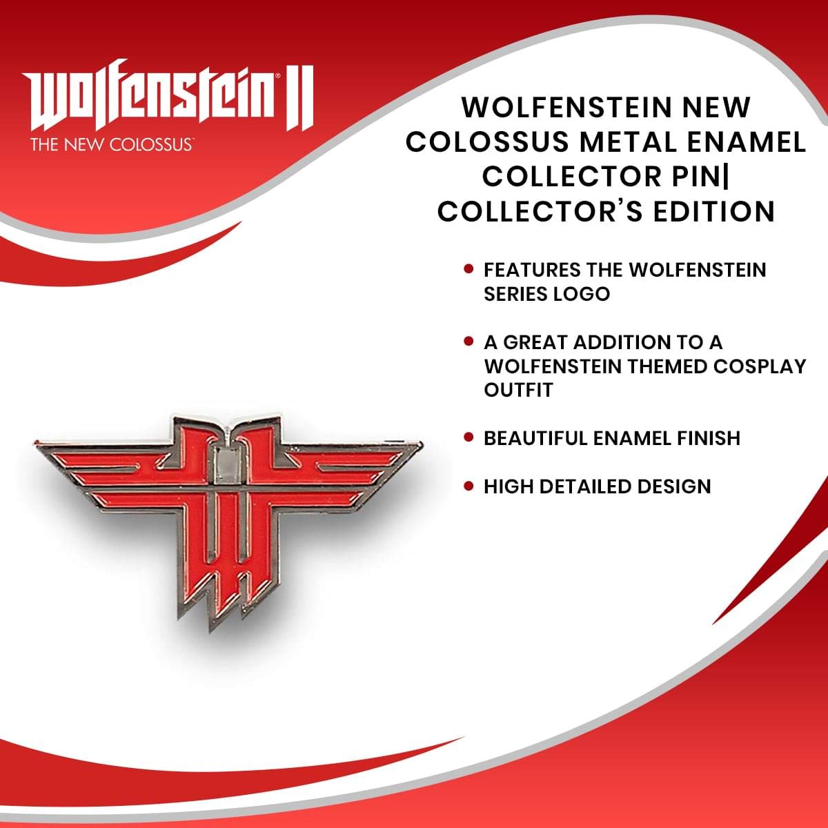 Wolfenstein New Colossus Metal Enamel Collector Pin| Collectors Edition