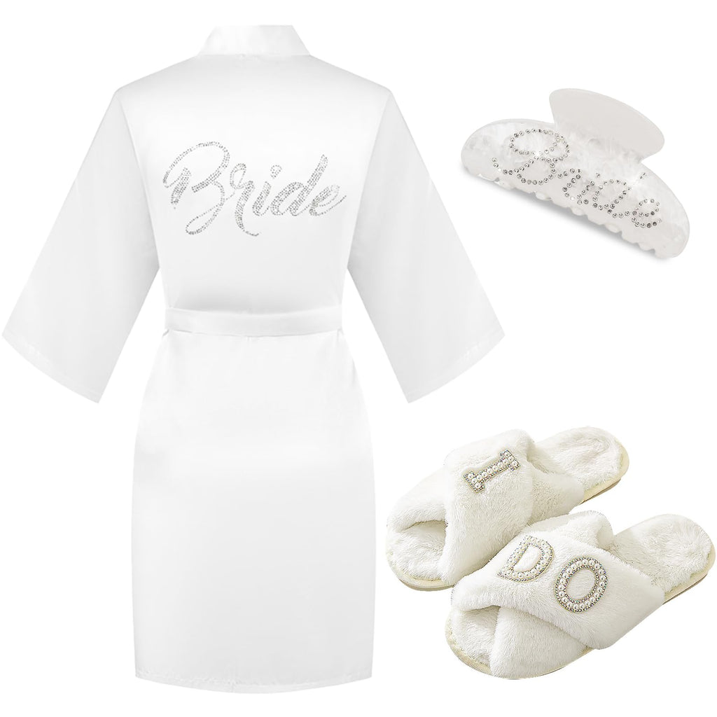Bride to Be Gift Set, Bride Slippers, I Do Slippers, Bride Robe, Bride Hair Claw Bride Hair Clip, Bridal Wedding Robe, Wedding G