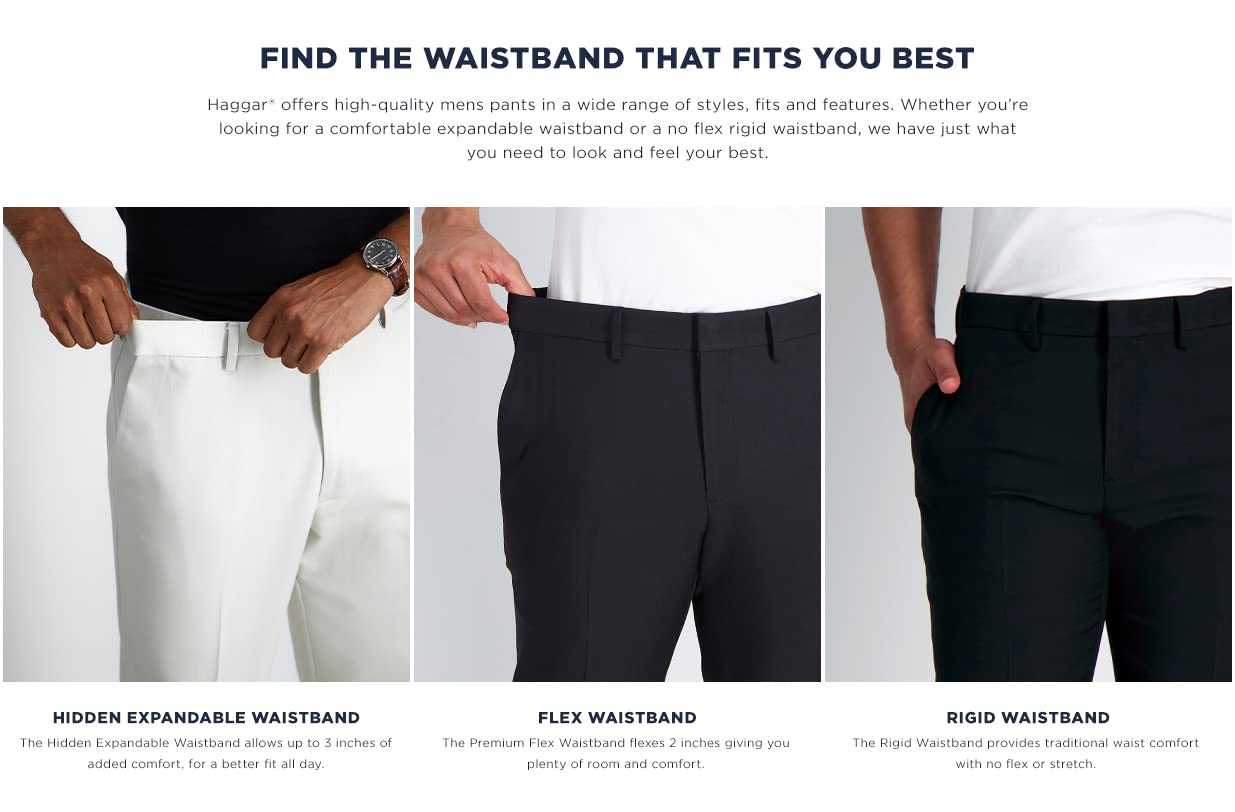 Haggar mens Cool 18 Pro Classic Fit Pleat Front Hidden Expandable Waist With Big & Tall Sizes Casual Pants, String, 34W x 31L US