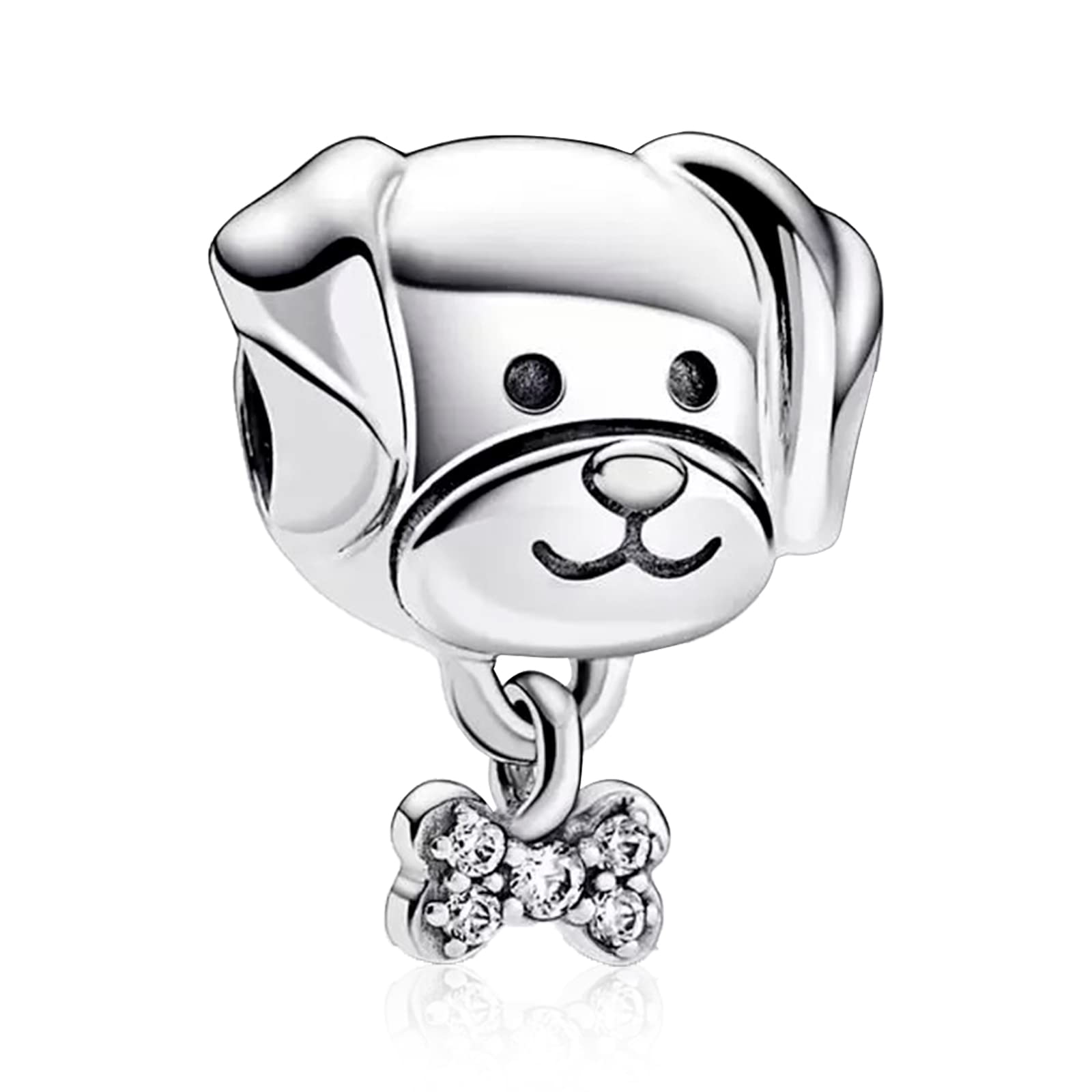Annmors Animal Charms 925 Sterling Silver Love Pet Dog Charm with Cubic Zirconia for Dog Lovers fit Women Bracelet & Necklace,Ch