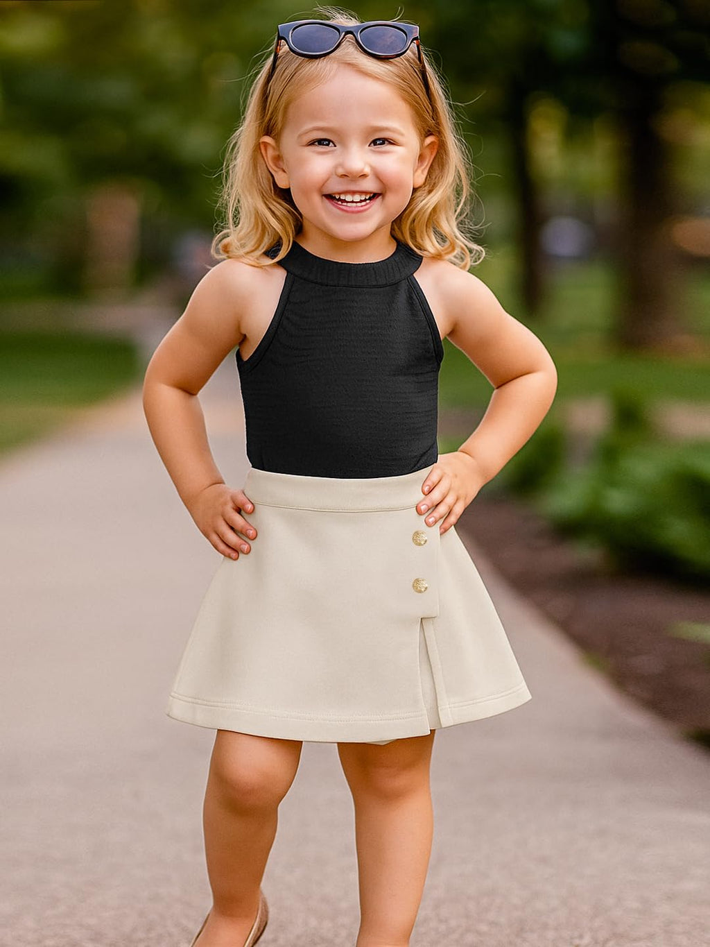 A.T.U.N. (ALL THINGS UBER NICE) Girls Stylish Two Piece Outfit Set with Sleeveless Tank Top and Skort | Casual Summer Clothing