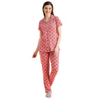 Sweet Dreams Women Printed Pyjama Set Dusty Rose