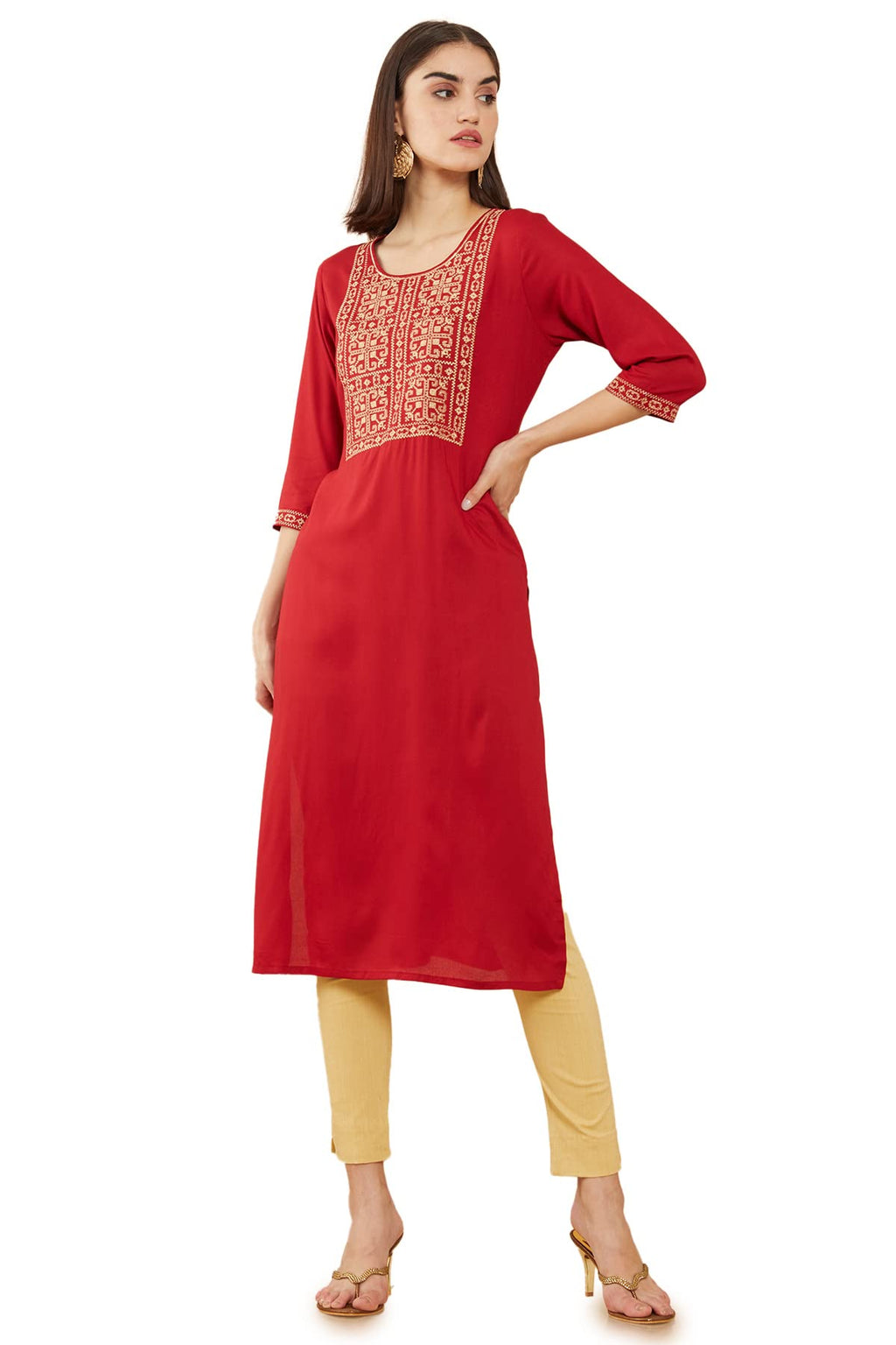 Soch Women Maroon Rayon Kurta