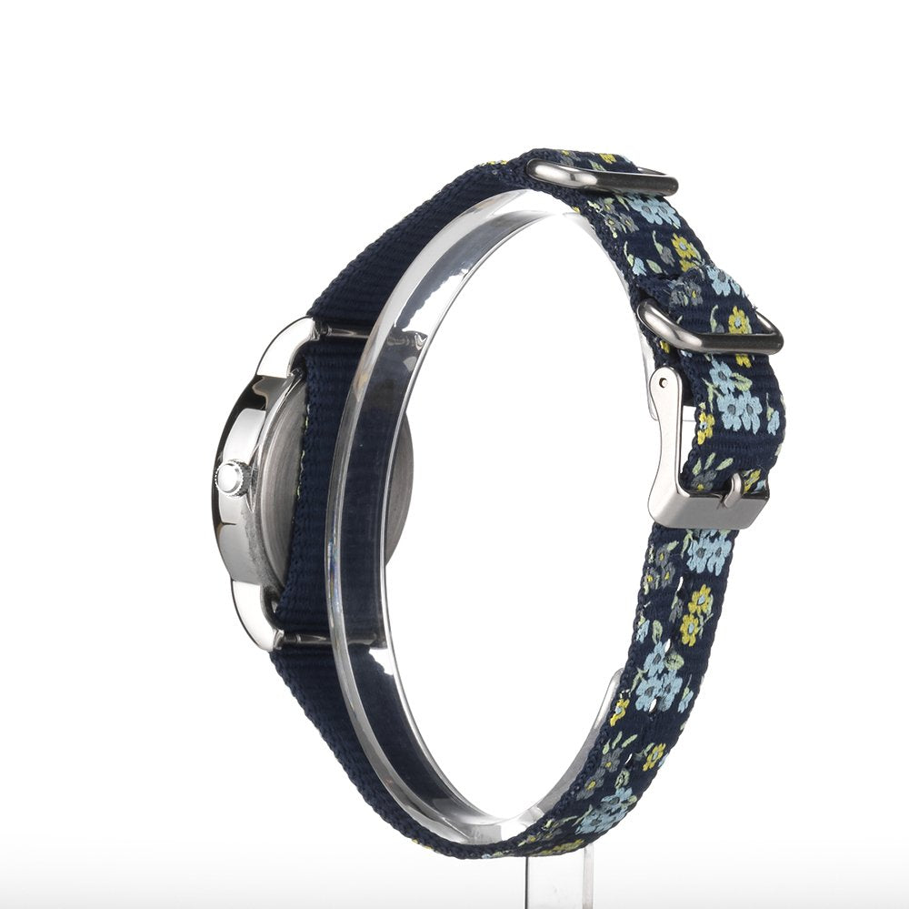 Timex Women's T2P370 Weekender 31mm Blue Floral Nylon Slip-Thru Strap Watch