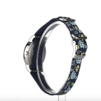Timex Women's T2P370 Weekender 31mm Blue Floral Nylon Slip-Thru Strap Watch