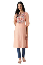 Aurelia Women'S Cotton Blend Floral Regular Kurta (22Fea12937-603689_Peach_3Xl)