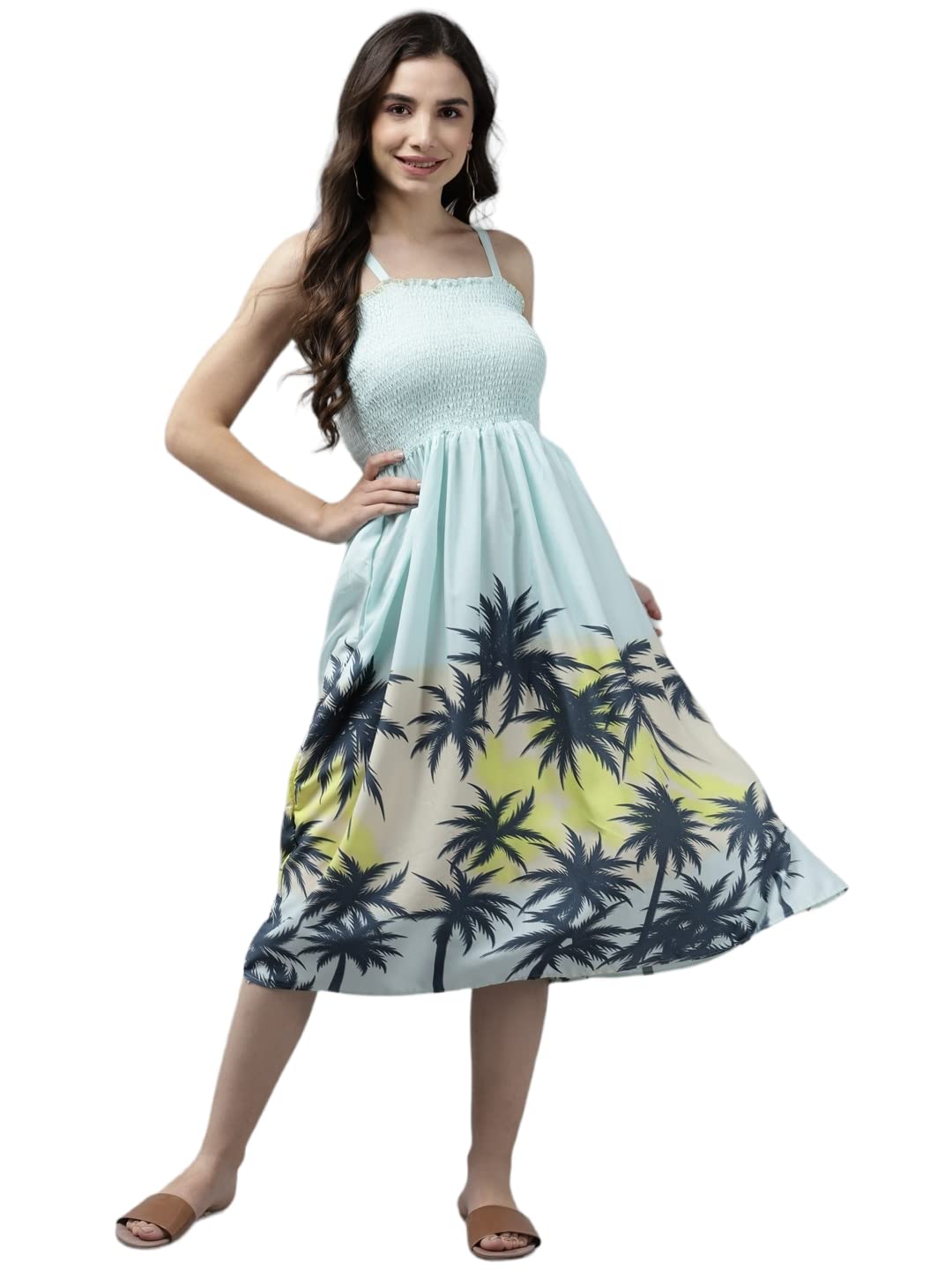 Aarika WomenS Georgette Skater Knee-Length Dress (Dr-A-W-512_C-Green_M)